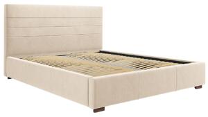 Bézs bársony ágy MICADONI ARANDA 140 x 200 cm