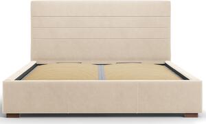Bézs bársony ágy MICADONI ARANDA 160 x 200 cm