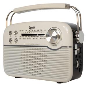 Trevi RA 7F50 BT Hordozható vintage napelemes rádió, Bluetooth-tal, USB és SD kártya bemenettel krémfehér színben (0RA7F50001-F)