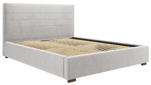 Világosszürke bársony ágy MICADONI ARANDA 140 x 200 cm