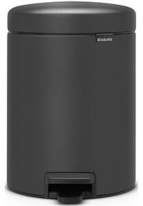 BRABANTIA NewIcon pedálos hulladékgyűjtő szagmentesen záródó Soft-Close fedél műanyag tartály 5L - W méret acél határtalan szürke ásványi textúra - 200489
