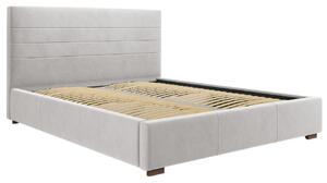 Világosszürke bársony ágy MICADONI ARANDA 160 x 200 cm