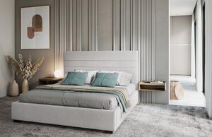 Világosszürke bársony ágy MICADONI ARANDA 140 x 200 cm