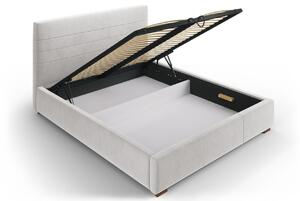 Világosszürke bársony ágy MICADONI ARANDA 180 x 200 cm