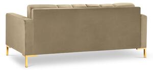 Bézs bársony kétüléses kanapé MICADONI MAMAIA 152 cm, arany alappal