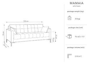 Világosszürke bársony kétüléses kanapé MICADONI MAMAIA 152 cm arany alappal