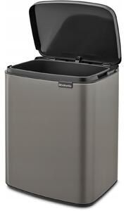 Brabantia Bo Waste Bin hulladékgyűjtő felnyitható, Soft-Close fedéllel, műanyag tartály, 12L - C méret, acél, platinaszürke - 230387