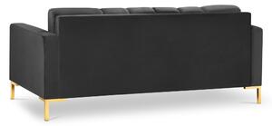 MICADONI MAMAIA 152 cm-es sötétszürke bársony kétüléses kanapé arany alappal