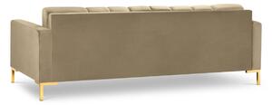 Bézs bársony négyszemélyes kanapé MICADONI MAMAIA 217 cm arany alappal