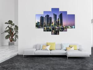 Jachtok és felhőkarcolók képe (150x105 cm)