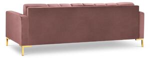 MICADONI MAMAIA rózsaszín bársony négyszemélyes kanapé 217 cm, arany alappal