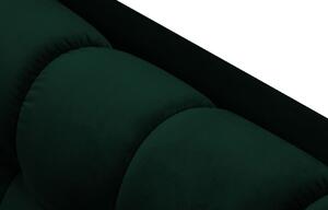 MICADONI MAMAIA 217 cm-es sötétzöld bársony négyszemélyes kanapé arany alappal