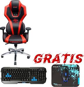 E-Blue Auroza EEC301P Gamer Szék LED Háttérvilágítással Piros-Fekete + Polygon Gaming Szett