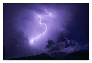 Kép - lila égbolt és villám (90x60 cm)