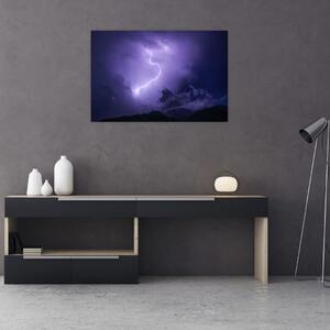 Kép - lila égbolt és villám (90x60 cm)