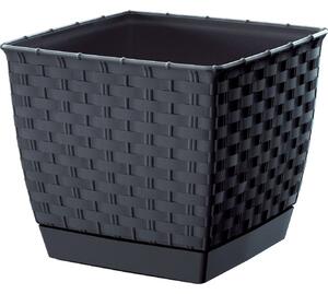 Kaspó RATOLLA rattan 4SZÖG + ALJ 17 Antracit