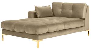 Bézs bársony fotel MICADONI MAMAIA 185 cm, arany alappal, bal