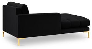 Fekete bársony fotel MICADONI MAMAIA 185 cm arany talppal, bal