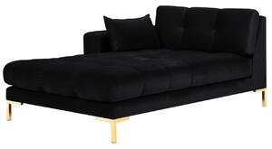 Fekete bársony fotel MICADONI MAMAIA 185 cm arany talppal, bal
