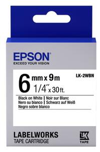 Epson LK-2WBN szalag 6mm / 9m - Fehér alapon fekete