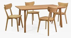 Fa asztal, fa székekkel - szett