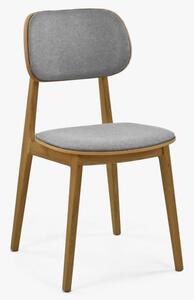 Modern tölgyfa szék, szürke színű kárpit
