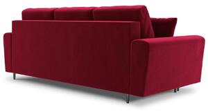 Piros bársony MICADONI MOGHAN kanapéágy 235 cm, arany alappal