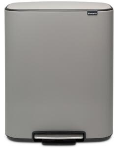 BRABANTIA Bo Pedal Bin pedálos hulladékgyűjtő szagmentesen záródó Soft-Close fedél műanyag tartály 60L - M méret acél betonszürke ásványi textúra - 211348