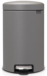 BRABANTIA NewIcon pedálos hulladékgyűjtő szagmentesen záródó Soft-Close fedél műanyag tartály 12L - X méret acél betonszürke ásványi textúra - 119149