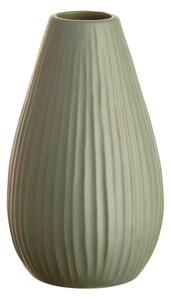 RIFFLE kerámia váza, sötétzöld 15,5 cm