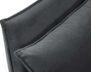 Sötétszürke bársony 2 személyes kanapé MICADONI AGATE 158 cm arany alappal
