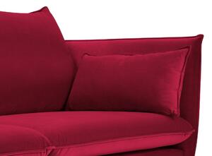 Piros bársony háromszemélyes kanapé MICADONI AGATE 183 cm, arany alappal