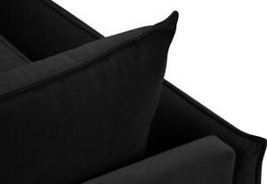Fekete bársony kétüléses kanapé MICADONI AGATE 158 cm, arany alappal