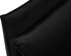 Fekete bársony háromszemélyes kanapé MICADONI AGATE 223 cm, arany alappal