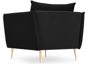 Fekete bársony MICADONI AGATE fotel arany talppal