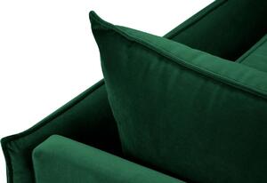 Sötétzöld bársony fotel MICADONI AGATE 165 cm, jobb, arany alappal