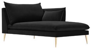 Fekete bársony fotel MICADONI AGATE 165 cm, eredeti, arany alappal