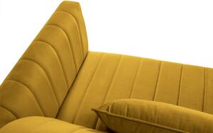 Sárga bársony kétüléses kanapé MICADONI ANNITE 160 cm arany alappal