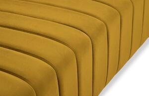 Sárga bársony háromszemélyes kanapé MICADONI ANNITE 220 cm, aranyszínű talppal