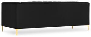 Fekete bársony háromszemélyes kanapé MICADONI ANNITE 220 cm, arany alappal
