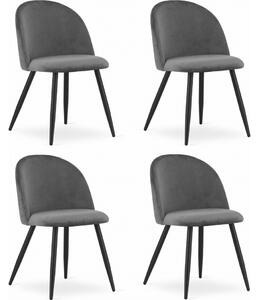 "BELLO Szék - Sötétszürke Bársony / Fekete Lábak x 4"