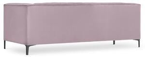 Világos rózsaszín bársony háromszemélyes kanapé MICADONI ANNITE 220 cm fekete talppal