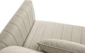 Bézs bársony háromszemélyes kanapé MICADONI ANNITE 220 cm fekete talppal