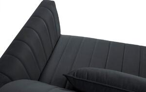 Sötétszürke bársony háromszemélyes kanapé MICADONI ANNITE 220 cm fekete talppal