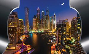 Fotótapéta - Dubai felhőkarcolók éjjel (152,5x104 cm)