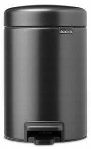 Brabantia NewIcon pedálos hulladékgyűjtő szagmentesen záródó Soft-Close fedél, műanyag tartály, 3L - V méret, acél, magabiztos szürke - 233449