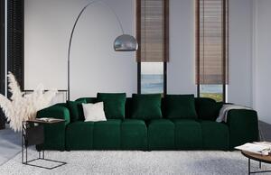 Sötétzöld bársony moduláris háromszemélyes kanapé MICADONI MARGO 340 cm