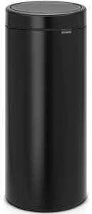 BRABANTIA Touch Bin New Soft-Touch nyomófedeles hulladékgyűjtő belső tartállyal kerek 30L - G méret acél matt fekete - 115301
