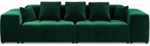 Sötétzöld bársony moduláris háromszemélyes kanapé MICADONI MARGO 340 cm