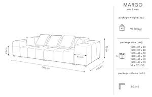 Sötétszürke bársony moduláris háromüléses kanapé MICADONI MARGO 340 cm